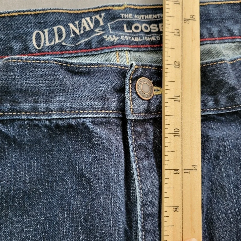Old Navy Mens The Authentic Loose Fit Dark Wash Denim Blue Jeans 40x30 Y2K Skate